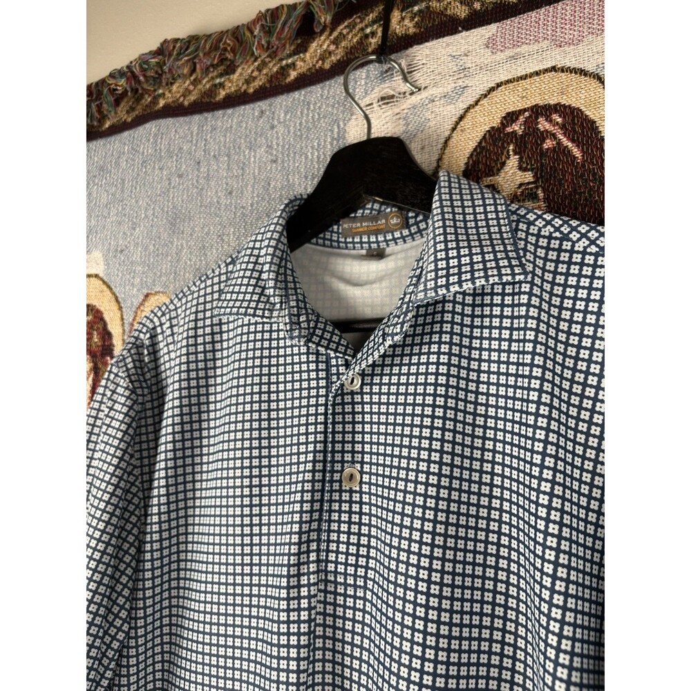 Peter Millar Polo Shirt Mens Small Blue Summer Comfort The Madison Club Golf